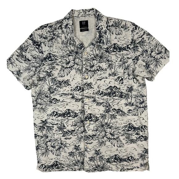 GAP Men’s Large Tropical Print Button Down Shirt Cotton Casual Resort - Picture 1 of 7